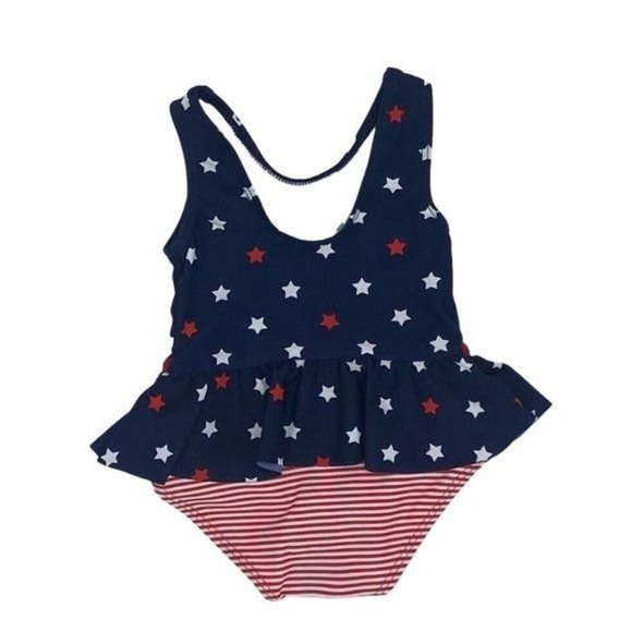 Carter's Swim Carters Baby Girls Swimsuit Onepiece Blue With White